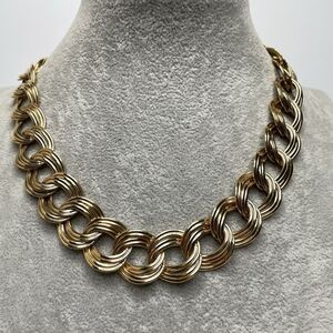 Stunning Gold Tone Chain Necklace Statement Chunky Bold Vintage Unique